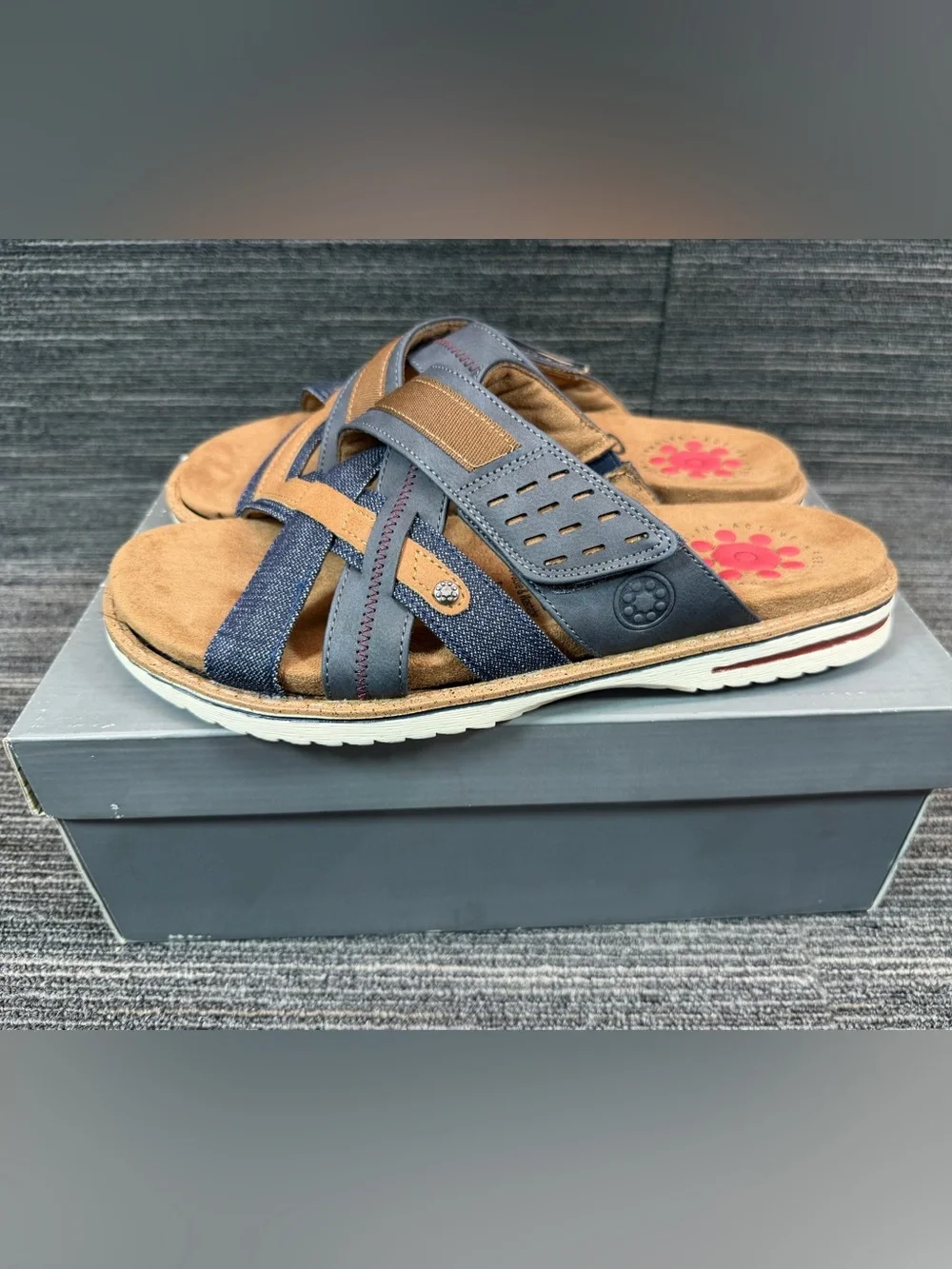 Spring Step Hazman Denim Casual  Multi-Texture Slide Sandals Men’s 44 US 10.5-1